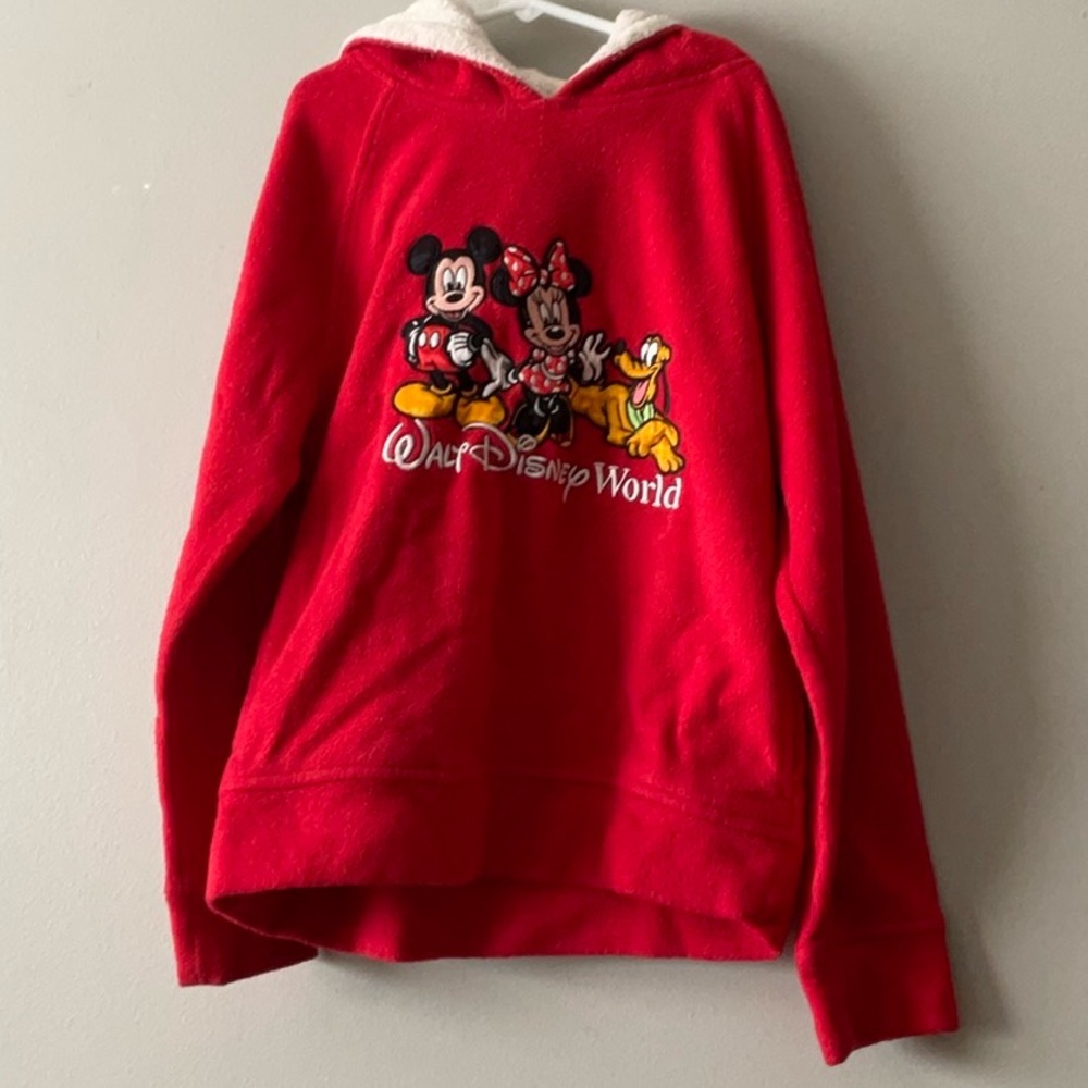 Disney Red Fleece Hoodie with Iconic Characters 10-12